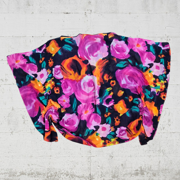 St John Floral Sheer Silk Blend Swim Suit Cover Up Bathing Suit Cover Size Small - Picture 8 of 9